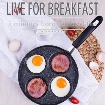 Каменная антипригарная сковорода с плоским дном 24 см для яиц, клецек и вафель