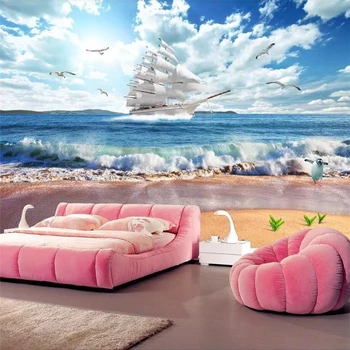 wellyu Пользовательские обои 3d фотообои обои papel de parede супер гладкий морской пейзаж 3D фон из спрея настенная бумага фреска