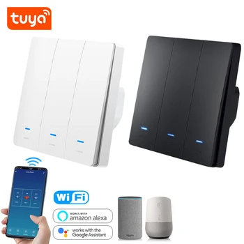 1 2/3 Gang Tuya Smart Switch WiFi Кнопочный Переключатель 10A 110V 220V Автоматизация Умного Дома Работает С Alexa Google Home