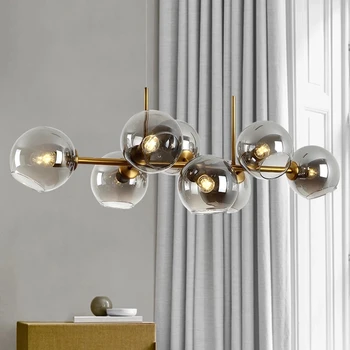 Современная минималистичная люстра со стеклянным шаром, люстра magic bean, молекулярный дизайн, люстра для гостиной, кухни, барной стойки