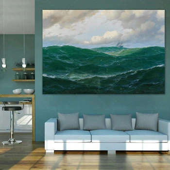 Макс Дженсен Винтажная картина на холсте с океаном, Плакат с морским пейзажем, Настенный декор океана для гостиной