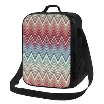 Изготовленная на Заказ Многоцветная Шикарная сумка Zigzag Bag для женщин с термоохлаждением, Изолированные Ланч-боксы для детей-школьников