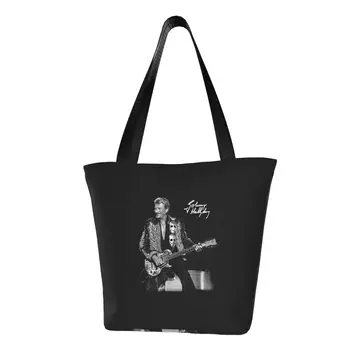Сумки для покупок из бакалеи Johnny Hallyday, холщовые сумки с принтом, сумки для покупателей через плечо, Сумки для певицы рок-музыки большой емкости