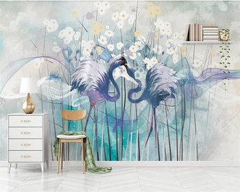 Пользовательские обои фото растения тропического леса фламинго украшение дома гостиная спальня настенная роспись ТВ фон стены 3D обои