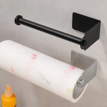Самоклеящийся держатель рулона туалетной бумаги, Настенный диспенсер для рулонов салфеток из нержавеющей стали, Аксессуары для ванной и кухни