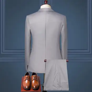 Мужской деловой костюм, комплект мужских брюк, Стильный мужской комплект деловой рабочей одежды, облегающие брюки с лацканами, однотонные брюки с длинным рукавом