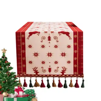 Рождественские коврики для стола, Рождественские столовые приборы, Хлопчатобумажные льняные коврики для стола С рисунком Рождественского Лося, Рождественские подарки друзьям