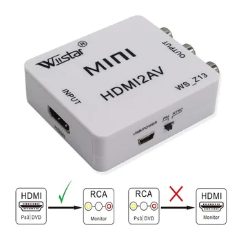 Адаптер масштабирования HDMI-AV HD Video Converter Box HDMI-RCA AV /CVSB L/R Video 1080P HDMI2AV Поддержка NTSC PAL для Mini
