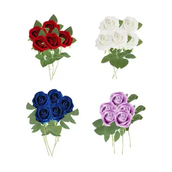 5шт Искусственные Розы Цветы на День Святого Валентина Украшение для Стола Декор Жены