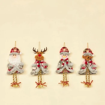 Рождественский колокольчик из 4 предметов Санта-Клаус-Снеговик-Лось-Медведь Подвесные украшения для кукол Рождественский колокольчик