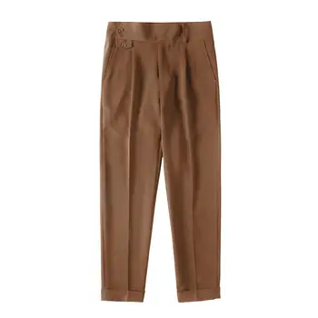 Модные низы рабочих брюк Приталенные брюки с застежкой-молнией Прямые весенне-осенние брюки для школы