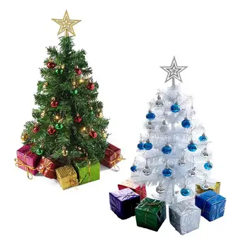 Мини-рождественская елка, мини-белая рождественская елка с верхушкой в виде звезды, Рождественская елка на батарейках, Миниатюрная сосновая елка своими руками