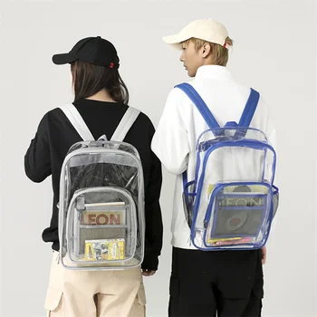 Женский рюкзак, прозрачная сумка для подростков, студентов, школьная сумка большой емкости, портативная многофункциональная водонепроницаемая сумка из ПВХ на молнии