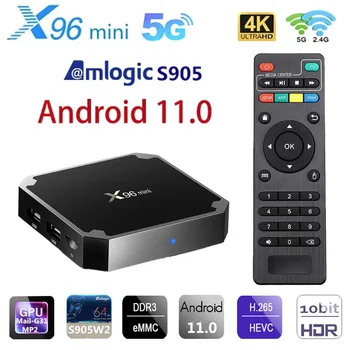 X96 Mini Smart TV Box Android 11 Amlogic S905W 2 ГБ 16 ГБ 1 ГБ 8 ГБ телеприставка 4K /3D /HDR Медиаплеер с 2,4 ГГц WiFi и Google