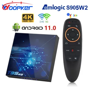 Woopker T95 W2 Smart TV Box Android 11 Amlogic S905W2 4 ГБ 64 ГБ 32 ГБ Поддержка 4K 2,4 G 5G Двойной Wifi BT4.0 2G 16G Быстрая телеприставка