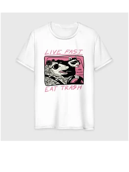 Живите быстро! Ешьте мусор! Мужская Хлопчатобумажная футболка Harajuku, Модная Универсальная футболка в Уличном стиле, Повседневная футболка размера Плюс 1