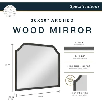 Деревянное арочное настенное зеркало или зеркало для ванной комнаты 36 дюймов X 30 дюймов, зеркала для спальни, приспособления для обустройства дома бесплатно 1