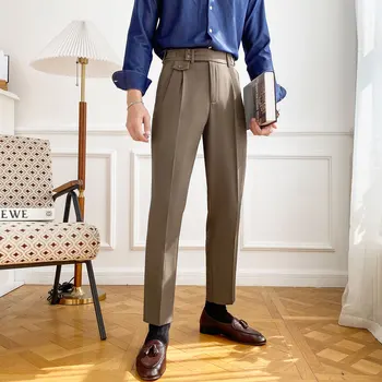 2023 Осень Британский стиль Неаполь Костюм Брюки Мужские деловые формальные повседневные брюки Модные приталенные прямые офисные социальные брюки 1