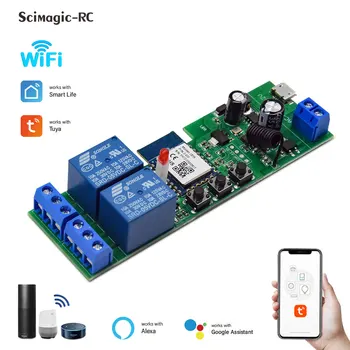 Tuya Wifi Wireless DIY Smart Switch Module 2CH 433 МГц Гаражный Универсальный Пульт Дистанционного Управления С Alexa Google Home Без Оболочки 1