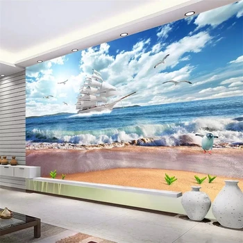 wellyu Пользовательские обои 3d фотообои обои papel de parede супер гладкий морской пейзаж 3D фон из спрея настенная бумага фреска 1