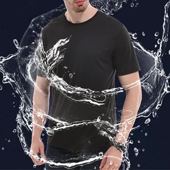 B2807 Креативная гидрофобная Водонепроницаемая мужская футболка с защитой от загрязнений, мягкий быстросохнущий топ с коротким рукавом, дышащая одежда 2