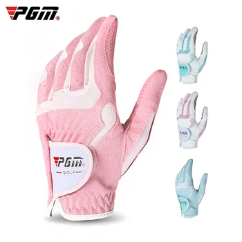 Женские перчатки для гольфа PGM, мягкая ткань из микрофибры, Противоскользящие бусины, Дышащие перчатки, Заводские защитные перчатки для спорта на открытом воздухе ST018 2