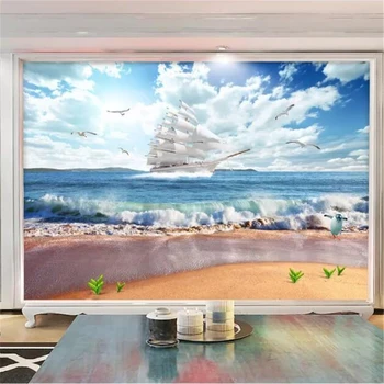 wellyu Пользовательские обои 3d фотообои обои papel de parede супер гладкий морской пейзаж 3D фон из спрея настенная бумага фреска 2