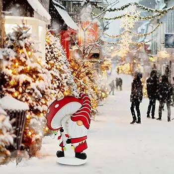Санта-Клаус Гном Металлическая Вставка Новый Внутренний Двор Плагин 3D Рождественский Декор для Сада Украшения Заднего Двора На Открытом воздухе 2