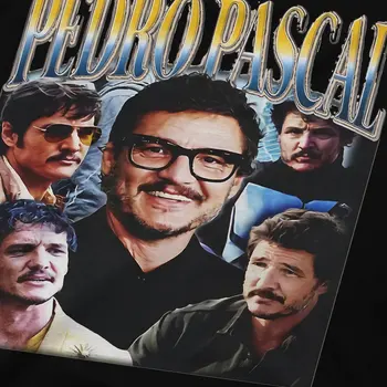 Классическая футболка Actress Pedro Pascal в стиле ретро в стиле харадзюку, мужская футболка с круглым вырезом 3