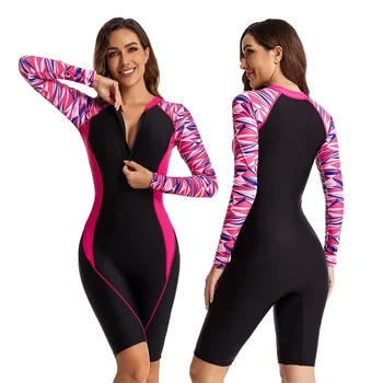 Женские купальники 2023 Летний цельный костюм для серфинга с длинными рукавами, солнцезащитный женский купальник, водолазный костюм, сексуальный купальник 3