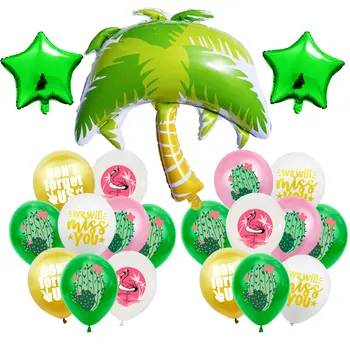Воздушный шар С ВЫХОДОМ На ПЕНСИЮ, листья тропической черепахи, Кокосовая пальма, воздушный шар с фламинго, декор для вечеринки в честь Дня рождения, Летний Гавайский воздушный шар 3