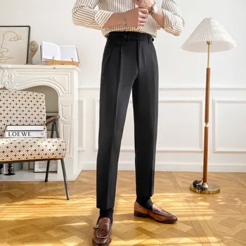 2023 Осень Британский стиль Неаполь Костюм Брюки Мужские деловые формальные повседневные брюки Модные приталенные прямые офисные социальные брюки 3