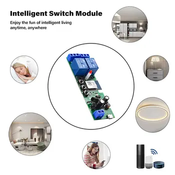 Tuya Wifi Wireless DIY Smart Switch Module 2CH 433 МГц Гаражный Универсальный Пульт Дистанционного Управления С Alexa Google Home Без Оболочки 3