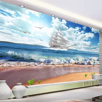 wellyu Пользовательские обои 3d фотообои обои papel de parede супер гладкий морской пейзаж 3D фон из спрея настенная бумага фреска 3