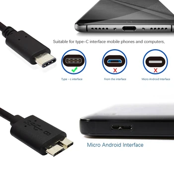2 кабеля для жесткого диска, разъем USB 3.1 Type-C к разъему USB 3.0 Micro-B для передачи данных для планшетного телефона 3