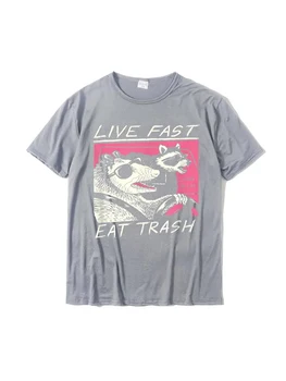 Живите быстро! Ешьте мусор! Мужская Хлопчатобумажная футболка Harajuku, Модная Универсальная футболка в Уличном стиле, Повседневная футболка размера Плюс 4