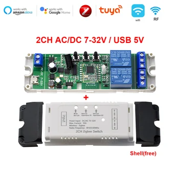 Zigbee 3,0 1/2/4CH Умный Модуль Переключения WIFI 12V 24V AC DC Tuya и 433 RF Контрольный Выключатель Света 10A Release Самоблокирующийся 4