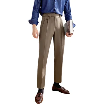 2023 Осень Британский стиль Неаполь Костюм Брюки Мужские деловые формальные повседневные брюки Модные приталенные прямые офисные социальные брюки 4