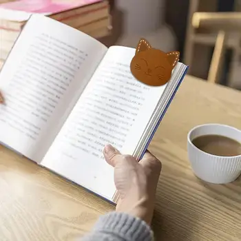 Креативная кожаная закладка с изображением кота, голова кошки, папка для книжных страниц, папка для чтения книг в милом стиле, этикетка для книг 4