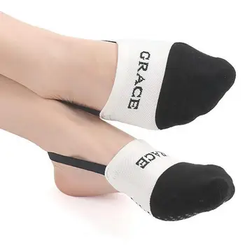 Хлопчатобумажные трикотажные носки для йоги, Тонкие противоскользящие танцевальные носки с полупальцами, Приклеенные точечные носки для пилатеса, захваты для носков для пилатеса, спортивные носки 4