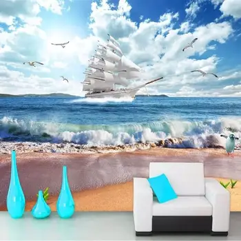 wellyu Пользовательские обои 3d фотообои обои papel de parede супер гладкий морской пейзаж 3D фон из спрея настенная бумага фреска 4