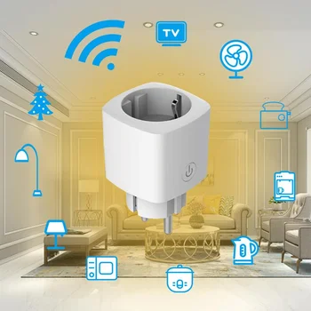 Умная розетка EU WiFi с функцией контроля питания Tuya / APP Remote Control Smart Socket Работает с Alexa Home 4