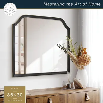 Деревянное арочное настенное зеркало или зеркало для ванной комнаты 36 дюймов X 30 дюймов, зеркала для спальни, приспособления для обустройства дома бесплатно 5