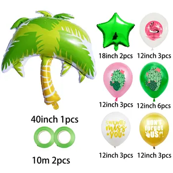 Воздушный шар С ВЫХОДОМ На ПЕНСИЮ, листья тропической черепахи, Кокосовая пальма, воздушный шар с фламинго, декор для вечеринки в честь Дня рождения, Летний Гавайский воздушный шар 5