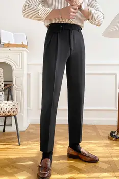 2023 Осень Британский стиль Неаполь Костюм Брюки Мужские деловые формальные повседневные брюки Модные приталенные прямые офисные социальные брюки 5