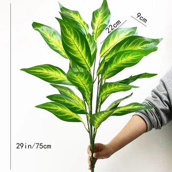 29 дюймов Большие Тропические Растения Искусственная Искусственная Ветка Магнолии Пластиковый Пальмовый Лист Ложные Растения Монстера для Домашнего Декора Спальни 5