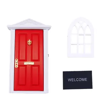 Красные Сказочные Дверные Наборы Рождественский Эльф Сказочная Дверь Набор Аксессуаров Для Дверей Миниатюрный 5
