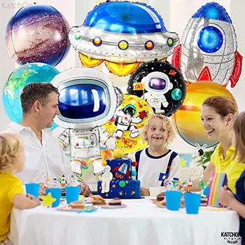 3D Воздушные шары из фольги с астронавтами, большие воздушные шары космонавтов для тематической вечеринки в Открытом космосе, украшения для вечеринки с Днем рождения для детей и мальчиков 5