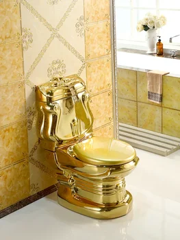Дворцовый золотой туалет в европейском стиле, Ретро-отель, Рельефный туалет, Раздельный туалет, Золотой креативный туалет