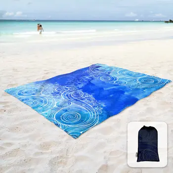 Пляжное одеяло с мягким песком-пуфом для пляжной вечеринки, путешествий, кемпинга и пикника на открытом воздухе, легкое и портативное, морская черепаха Blue Wave